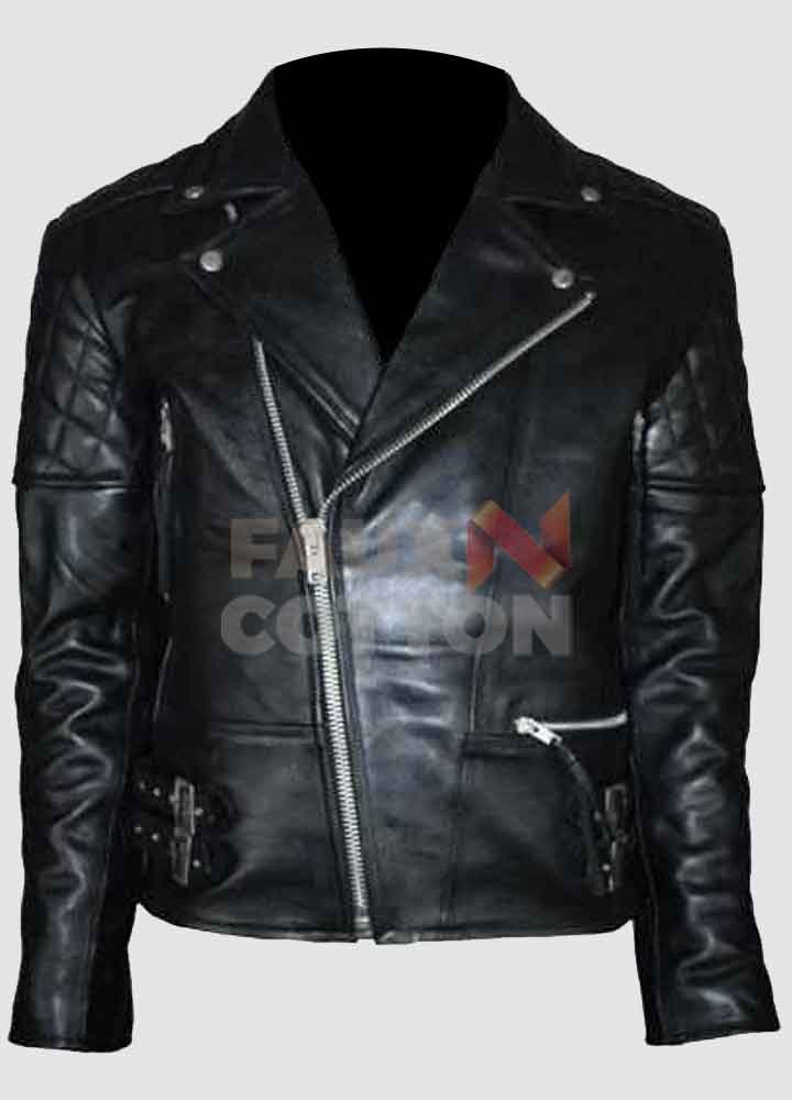 Men's Brando Vintage Motorcycle Classic Biker Black Real Leather Jacket